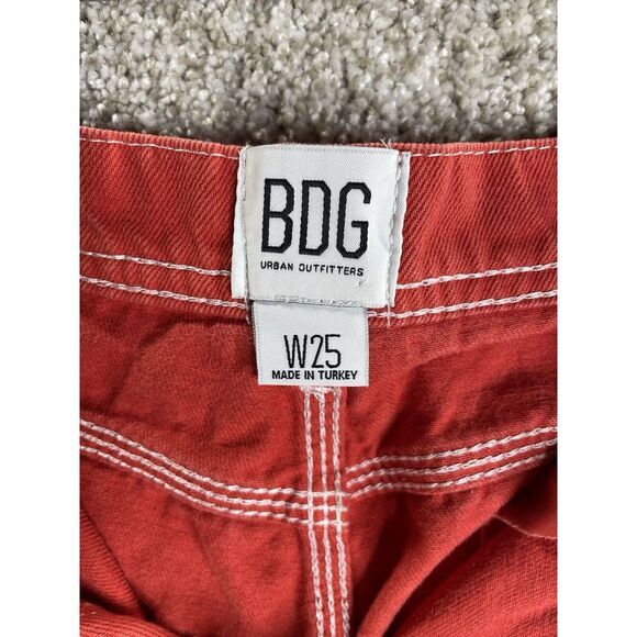 BDG Urban Outfitters Orange/red High Waist Loose Carpenter Jeans Size 25 - Picture 3 of 9